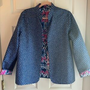 Reversible blue and pink quilted jacket